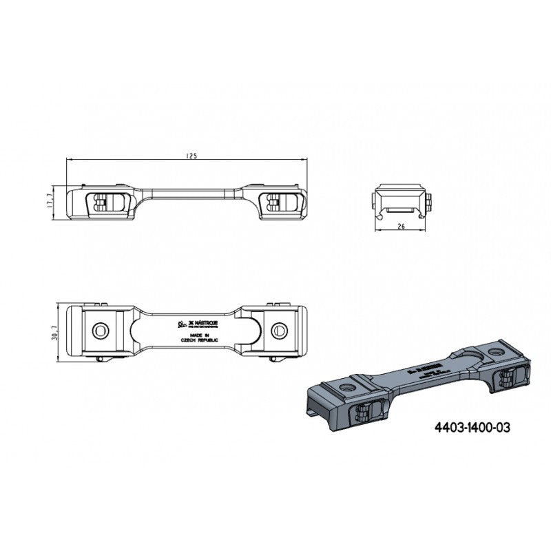 Base Picatinny de una pieza de 34mm anillas para visor | con palancas 