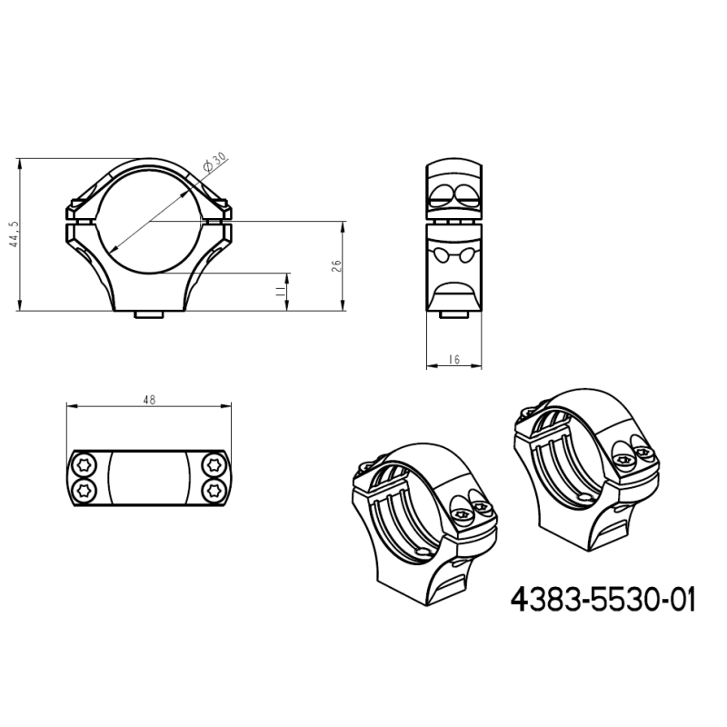 30mm anillas para visor | base de picatinny de dos piezas con palancas de liberación rápida 