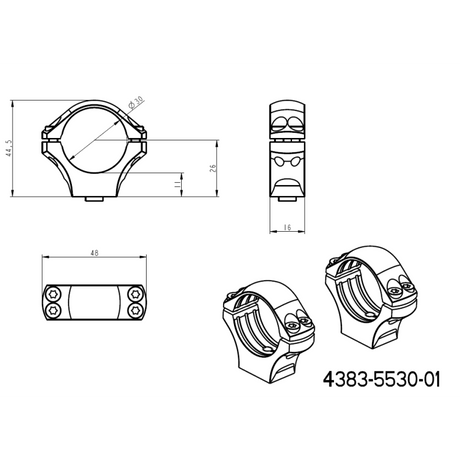 Base Ergo QD de dos piezas Picatinny de 30mm anillas para visor 