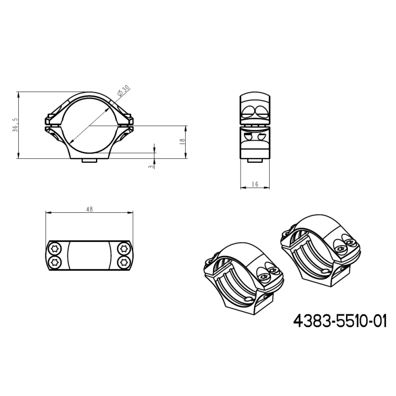 30mm anillas para visor | base picatinny de dos piezas con palancas 