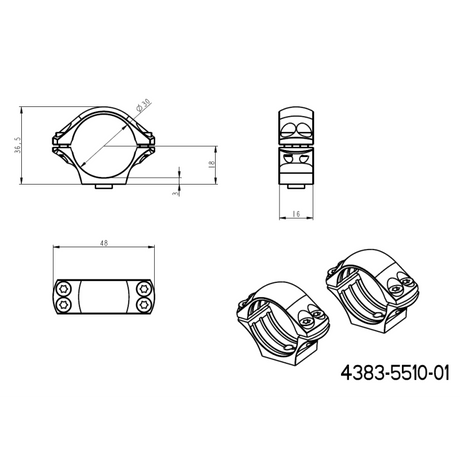 Base Ergo QD de dos piezas Picatinny de 30mm anillas para visor 