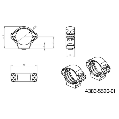 Base Ergo QD de dos piezas Picatinny de 30mm anillas para visor 