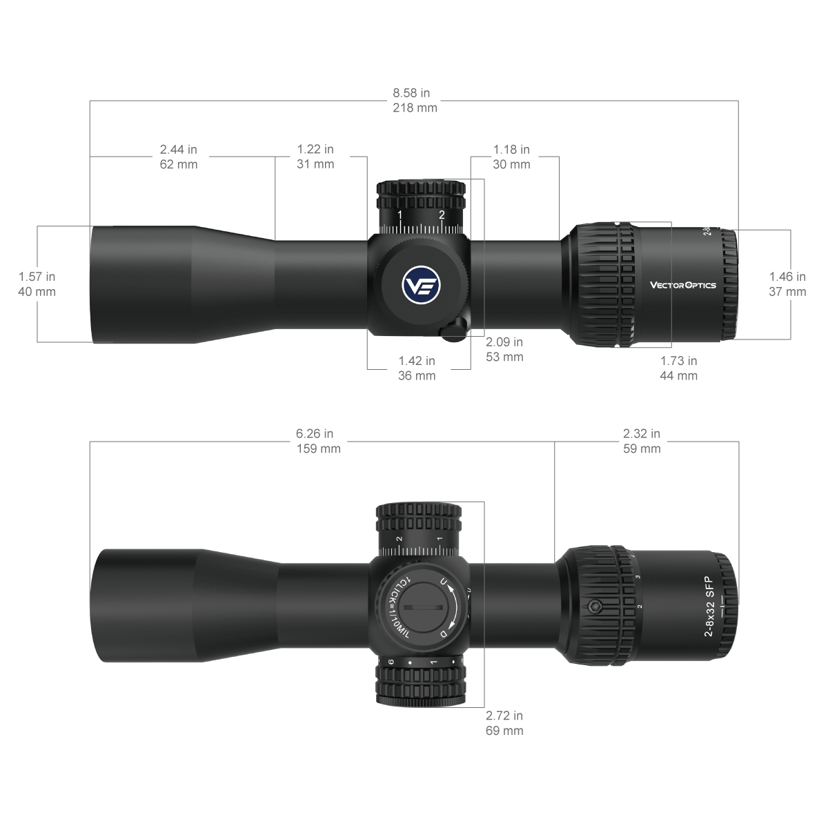 Vector Optics Veyron 2-8x32IR alcance de rifle compacto 